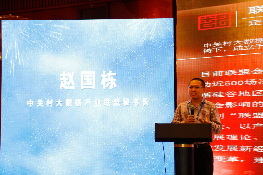联盟秘书长赵国栋在“大数据时代下的‘互联网+‘高峰论坛”上演讲